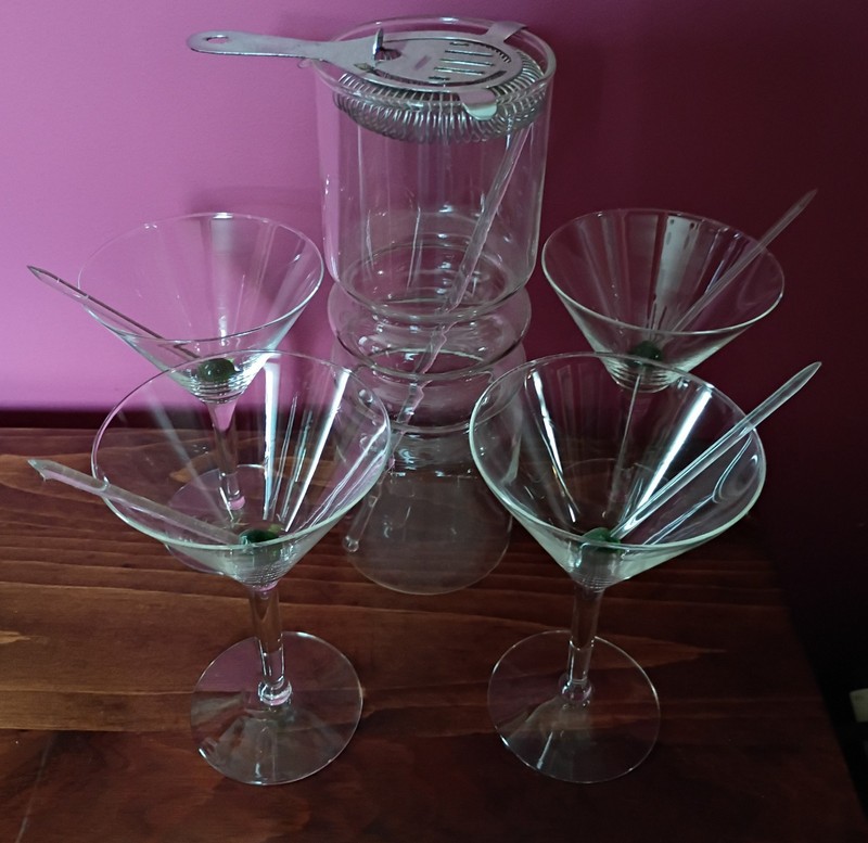 Clear Glass Martini Cocktail Pitcher and Glass Bar Set