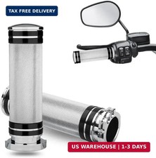 1" Motorcycle Hand Grips Black Chrome Handlebar Grips Compatible with Harley