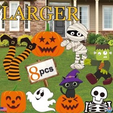 Funnlot 8PCS Halloween Yard Stakes - Witch Feet, Skeleton, Mummy  Pumpkin Decor