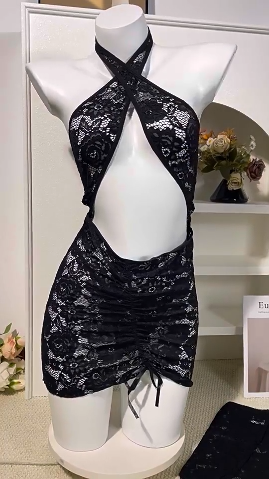 black dress lingerie Short Slip Dress