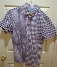 Banana Republic Men  s Short Sleeve Button-Down Medium Slim Fit Luxe Poplin