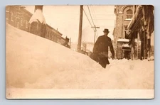 CT - NEW BRITAIN CONNECTICUT RPPC Postcard BROAD STREET HARDWARE STORE BIG SNOW