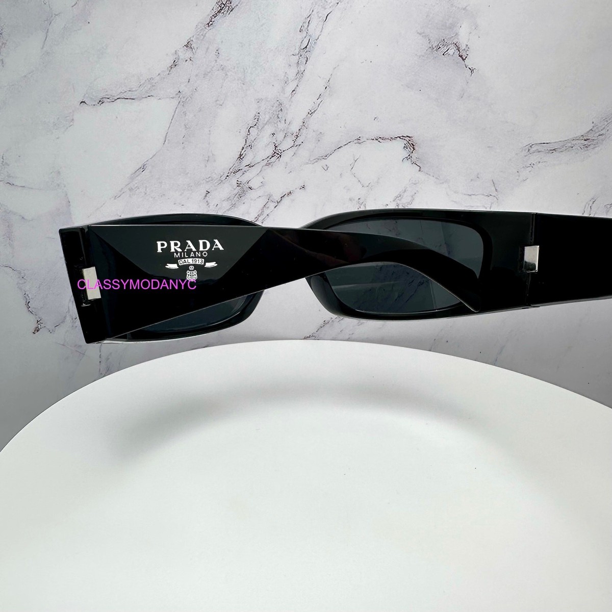 New Prada 60mm Symbole Butterfly Sunglasses Wrap Black Logo