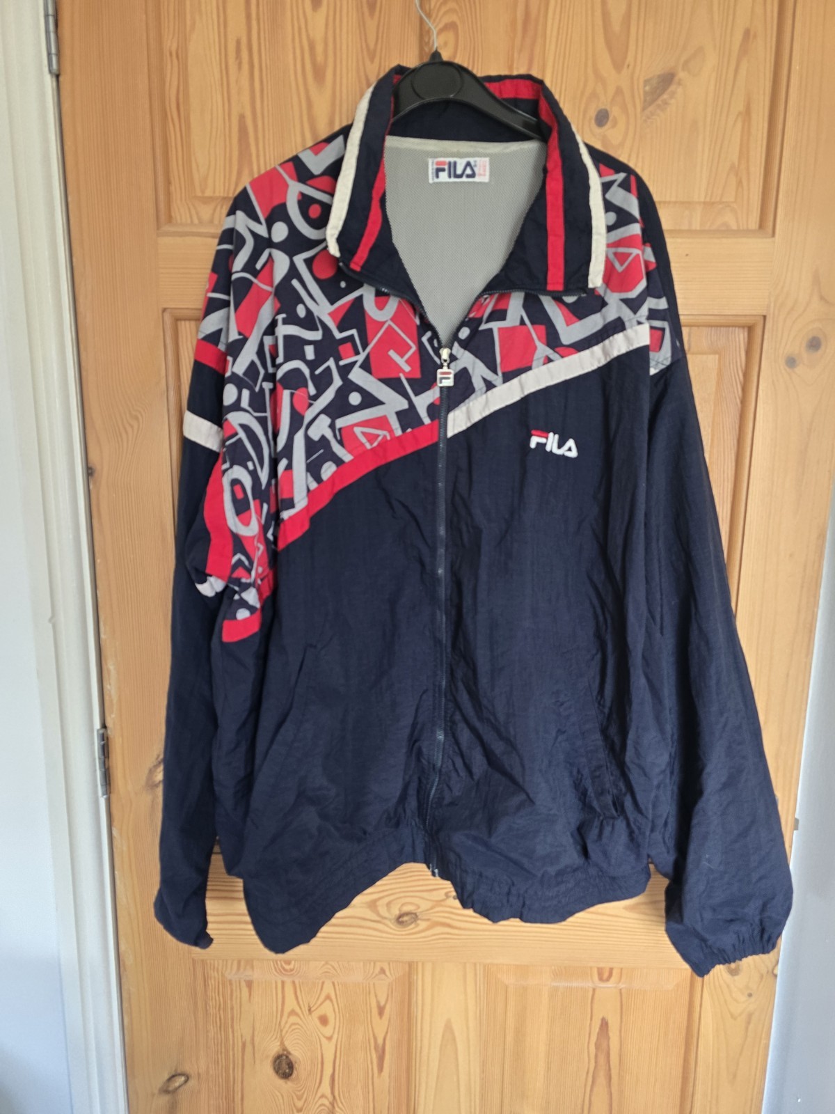 Giacca a vento uomo vintage Fila rosso navy anni 80 90 shell taglia XL