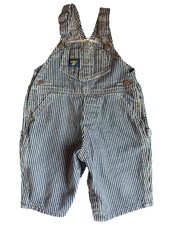 OshKosh Bgosh Hickory Stripe Overalls Vestbak Blue White Railroad 3/6 Months
