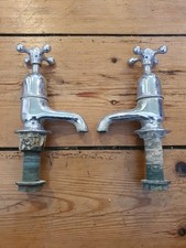 Antique Chrome Hot And Cold Matching Taps In Good Condition