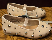 Girls Slip On Dress Shoes Strap Cat And Jack Size Pink-silver accents NWT