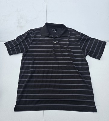 Grand Slam Mens XL Golf Polo Black Striped With Grand Slam Buttons