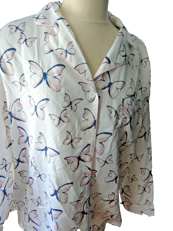 Charter  Club  Sleep Top  Long Sleeve Button up butterfly Womens Medium