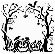 Really Great Stencils, Halloween Forest Stencil, 6x6", Scary, Old Crooked Trees