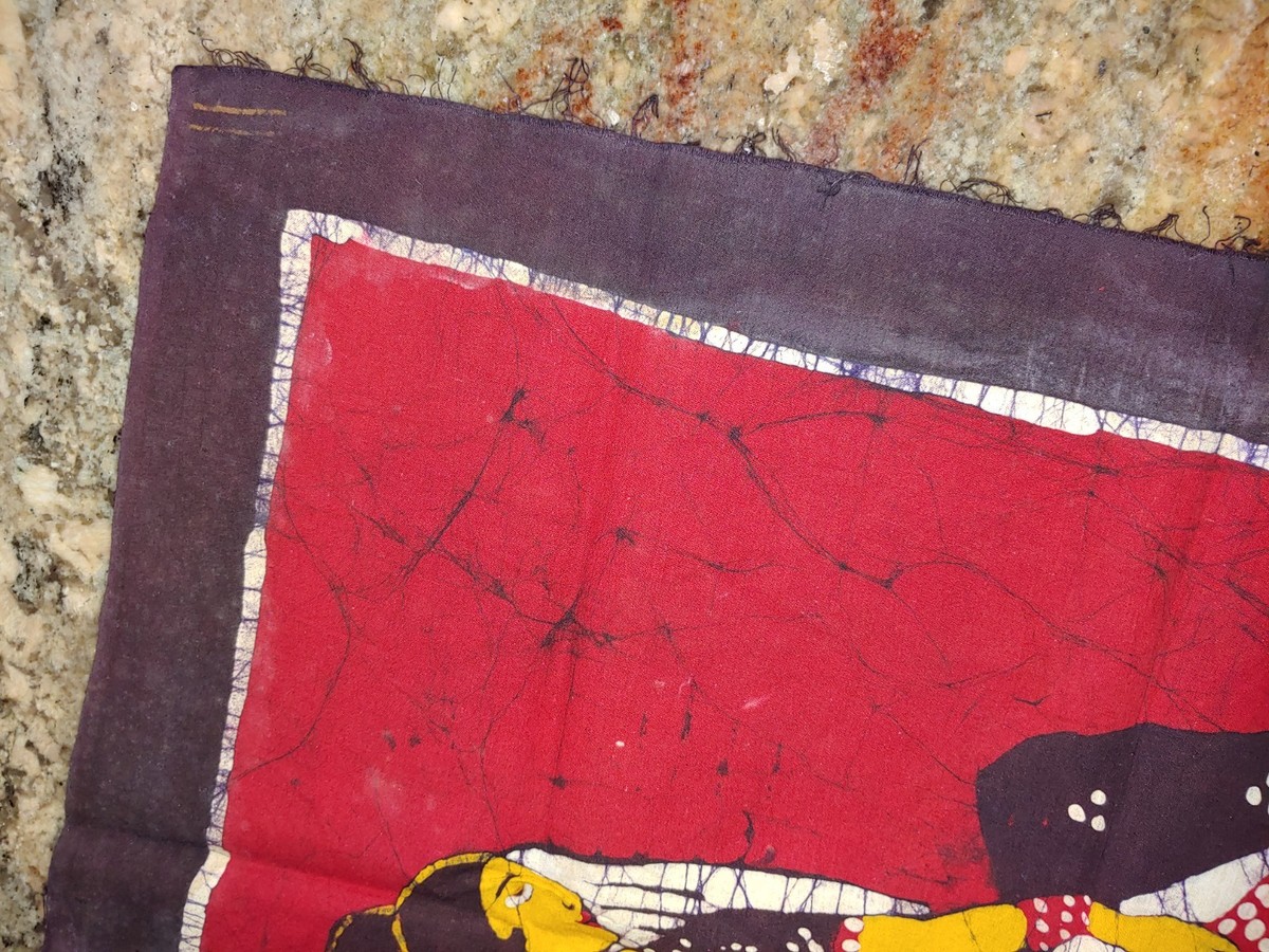 Vintage 1970s Batik Textile Wall Hanging Woman Figure Indonesian