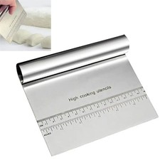 Edelstahl Teigschaber Pizzaschneider mit Messskala Mehrzweck Kuchen Brot Teiler