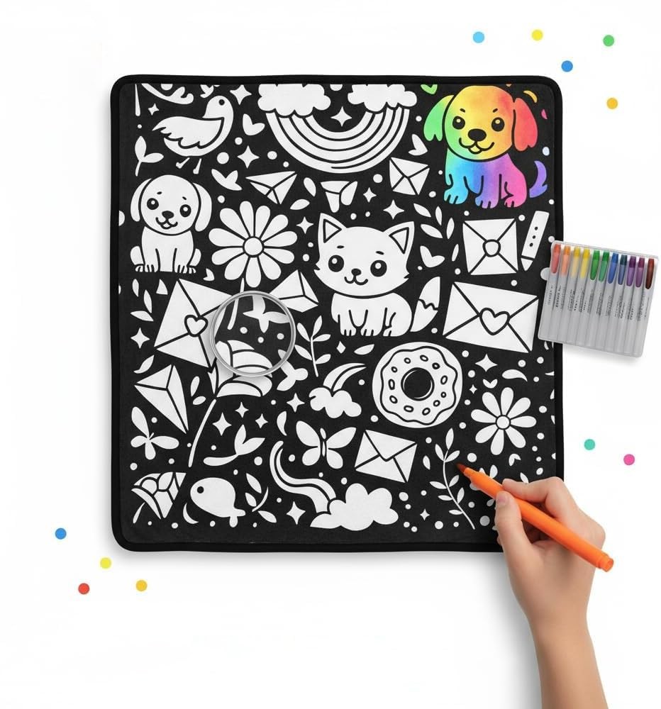 Color Your Own Blanket, DIY Coloring Blanket with 12 Waterco