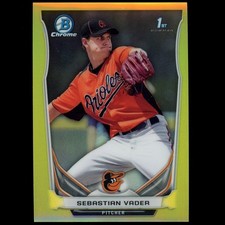 2014 Bowman Chrome #122 Sebastian Vader 1st RC Mini Yellow Refractor SP #12/25