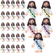 Mini Jesus Figures - 25 Pcs Rubber Toys for Christmas, Baptism, Party Favors