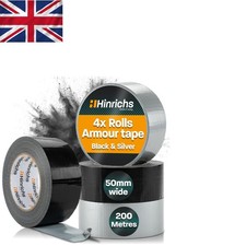 Heavy Duty Waterproof Duct Tape - 4 Rolls of 50m x 50mm Multi-Purpose Strength 0.14 per metre
