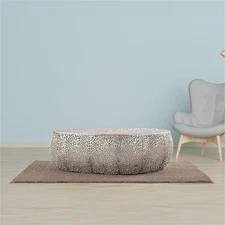 Pemberly Row Oval Shape Coffee Table Made with Aluminum in Silver Color