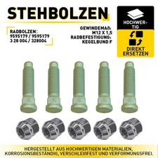 10Stk. Radbolzen M12 + Radmutter für Opel Astra J Ampera R12 Zafira C Cascada