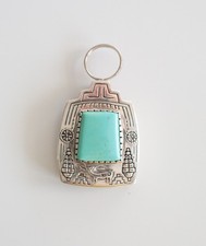Carol Felley Sterling Silver Turquoise Kachina Reversible Pendant