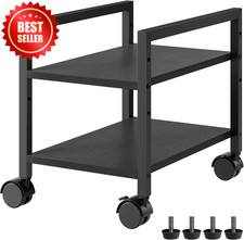 2-Tier PC Tower Stand CPU Holder Floor Wheels Adjustable Black US