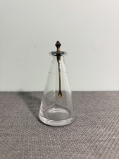 Vintage Glass Cayenne Pepper Bottle Brass Spoon Stopper Antique Kitchenalia