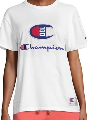 Champion 100 Spellout Shirt Raised C Graphic Embroidered White Unisex Medium