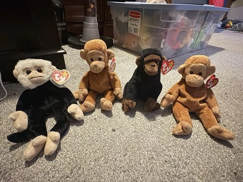 VTG TY Beanie Baby LOT of 4-Congo 1996-Bongo 1995-Mooch 1998-monkey gorilla tags