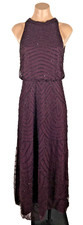 Purple Beaded Adrianna Papell Studio Dress Cassis Blouson Gown Wedding MOB Sz 4