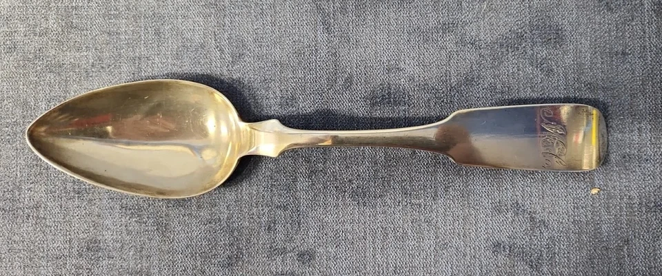 Par de cucharas James Peters 900 monedas plata 9 pulgadas c1813-1850 u-10D Foto 2 de 4