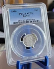 1916 BARBER DIME  PCGS  AU55