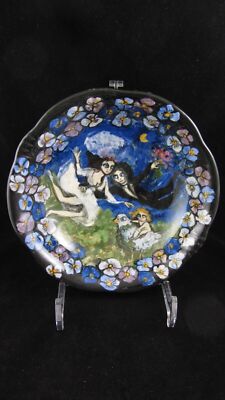 Vintage handbemalte Keramik Hochzeit Paar surrealistische Chagall Schüssel Blumen