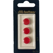 Buttons Red Flat Shiny Shank 3-Pack 7/16" 11MM Vintage Dill No. 609 Germany