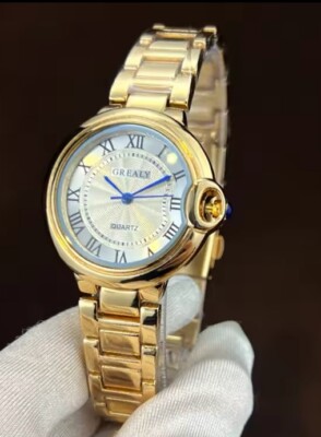 LUXUS QUARTZ UHR LÄSSIGE BUSINESSUHR GREALY STAINLESS STEEL ELEGANT DAMEN EDEL