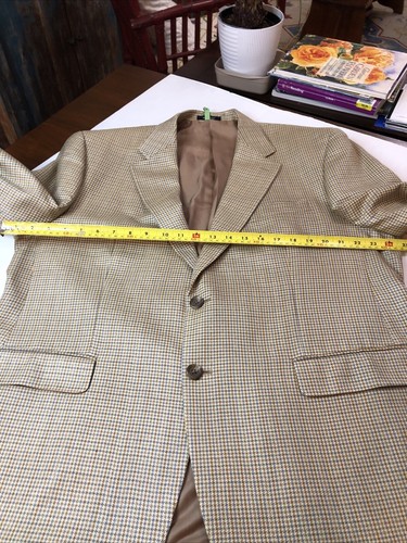 Lauren Ralph Lauren Sport Coat Jacket Mens 46R Brown 100% Silk Houndstooth READ - Picture 6 of 16