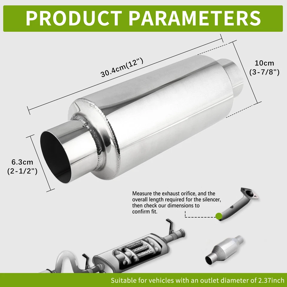 Para Audi TTRS A3 S3 A4 S4 A5 A6 2.5" Entrada/Salida 12" Largo Escape Resonador Tono Profundo Foto 4 de 4