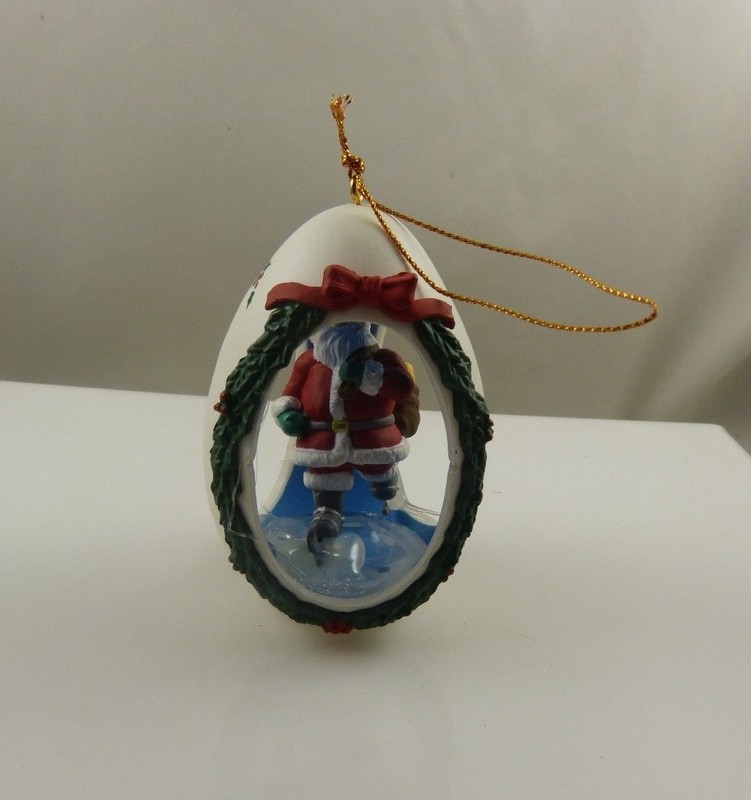 National Rennoc 1991 vintage Santa Ice skating egg Christmas ornament xmas