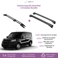 ERKUL Set of Roof Side Rails Rack & Crossbars for Ram Promaster City 15-22 Black