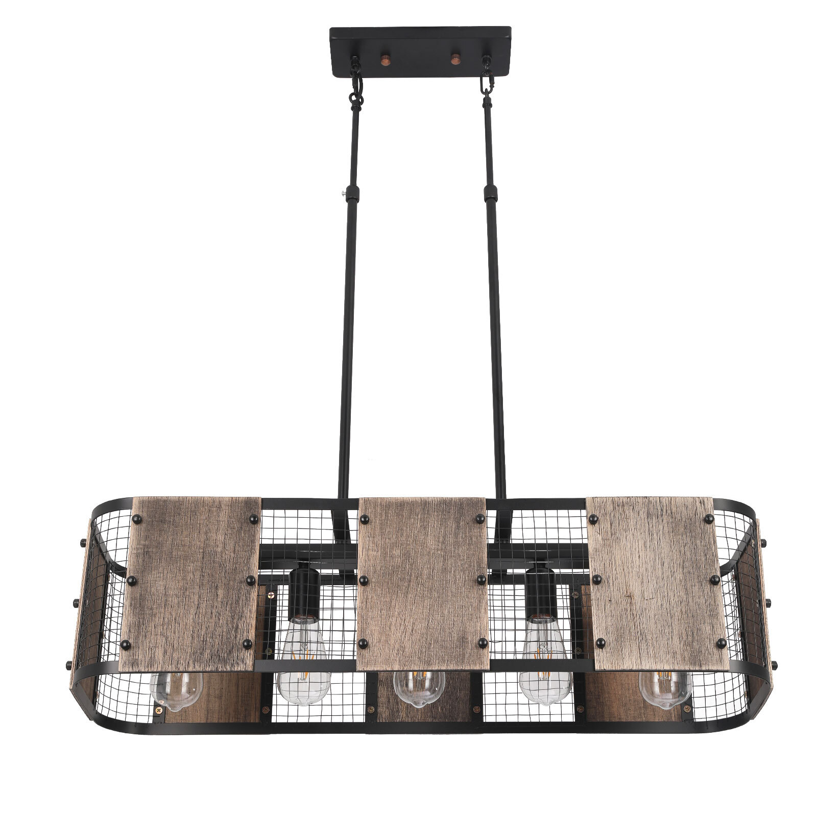 Farmhouse Rustic Wood Chandelier 5 Lights Wood Chandelier Rectangle Chandelier eBay