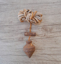 Fantastic vintage iron plumb bob leveling measuring carpenter tool