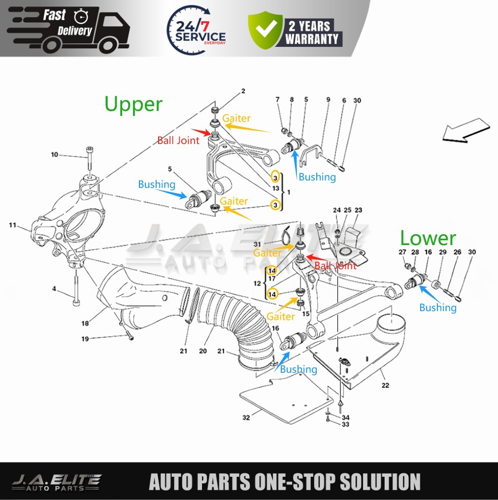 40pcs Upper & Lower Control Arm Bushing Kit fit Ferrari 430, 360