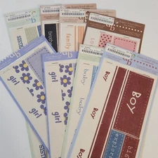 NEW Lot 8 MME Adhesive Twill Scrapbooking Kit Titles Word Labels Ribbon -G