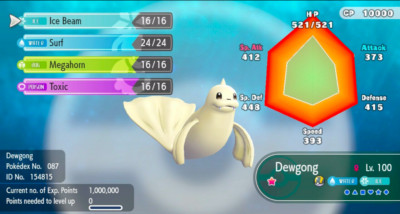 Pokemon Let's Go Pikachu/Eevee 6IV Max AV Shiny Dewgong