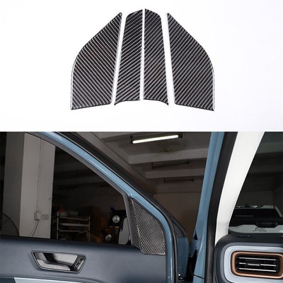 4PCS Real Carbon Fiber Car Door A-Pillar Interior Trim For Ford Maverick 2022-23