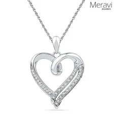 🔥Pure 925 Sterling Silver Heart Necklace White Stone CZ Pendant Silver Chain