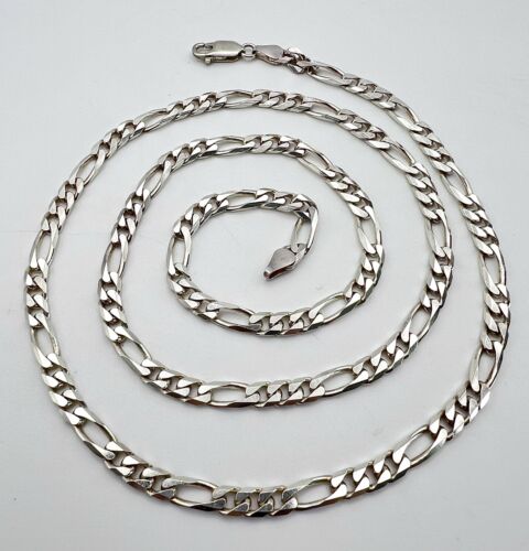 Vintage Italy 925 Silver Chunky Fargo Heavy Chain Necklace 27.5” 31g