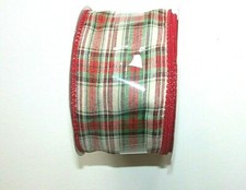 NEW Celebrate It Christmas Ribbon Red White Green Plaid Wire Edge 2.5 in 25 ft