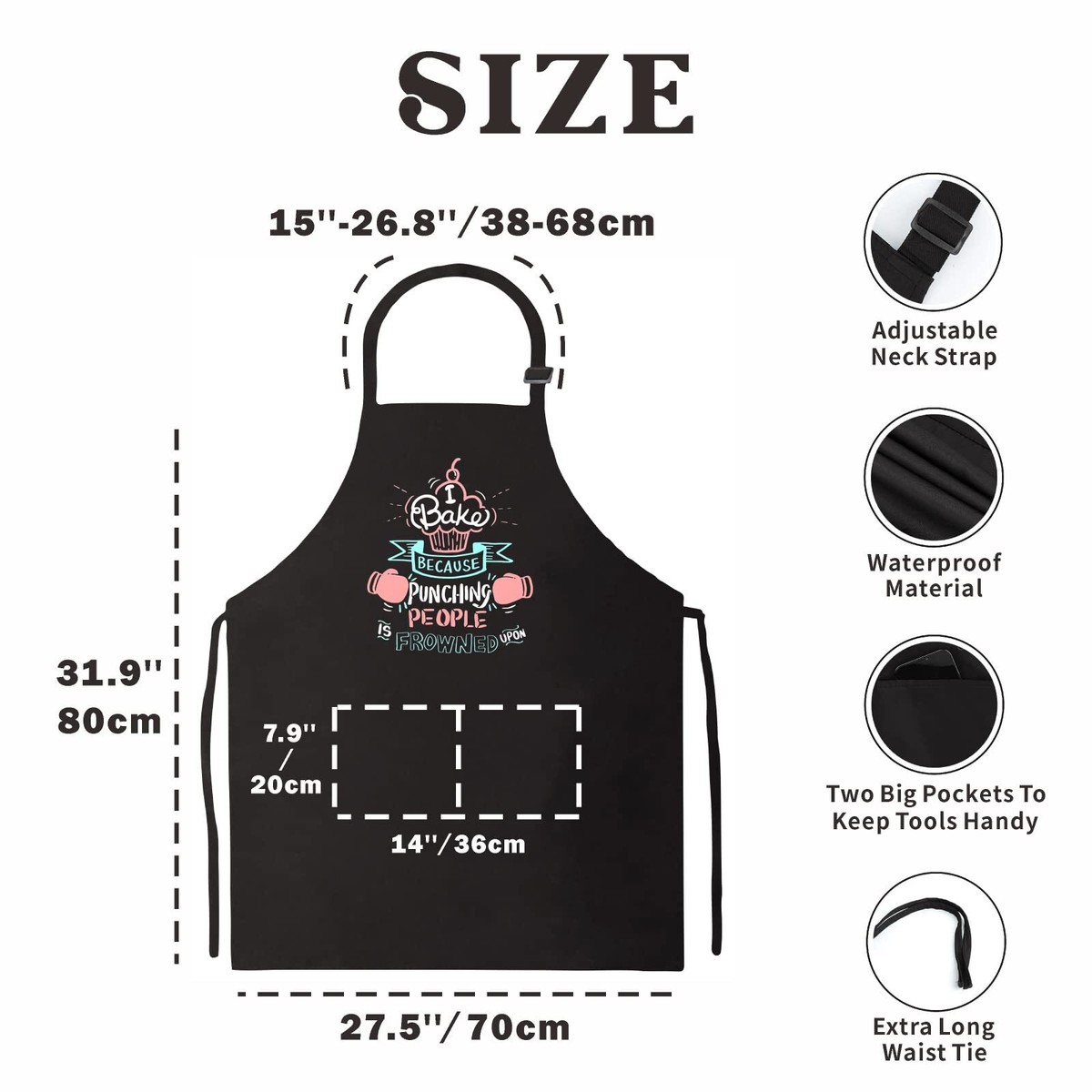 Funny Aprons For Women With Pockets, Cute Cooking Baking Kitchen Aprons For Mom Chef, Gifts For Birthday Christmas