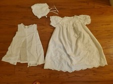 Vintage 3 pc bonnet dress slip 3 months Baby Baptism Christening Dress Gown USA