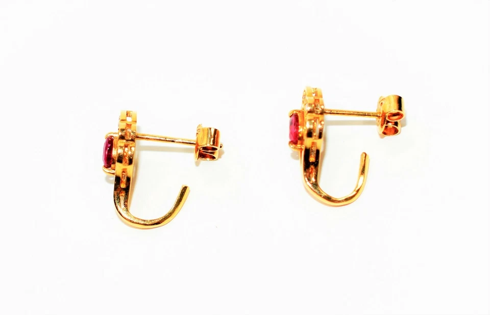 Natural Ruby & Diamond Earrings 18K Solid Gold Earrings Ruby Earrings 1.25tcw - Image 3 of 4