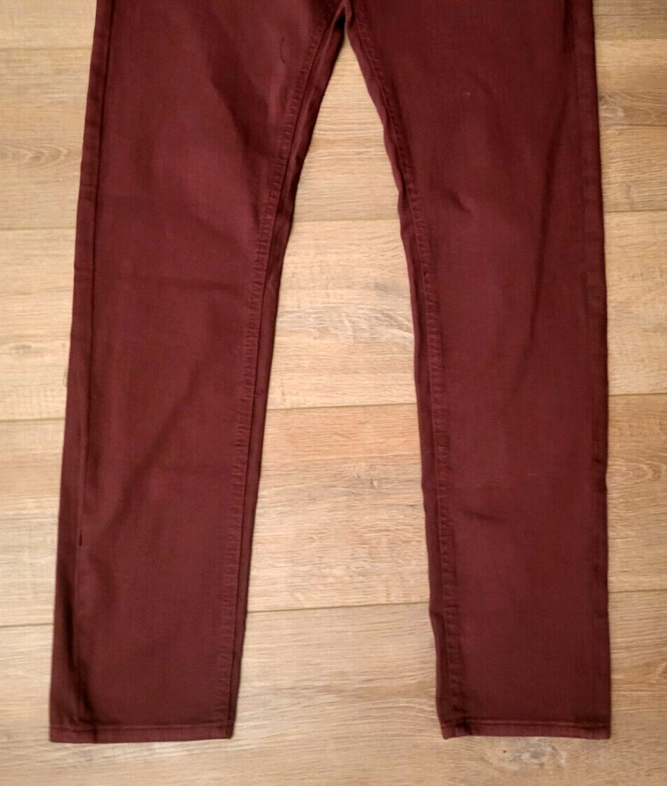 Mens LDN DNM Stretch Skinny Denim Jeans Pants Burgundy 30x32 NWT~ Tapered School image 7